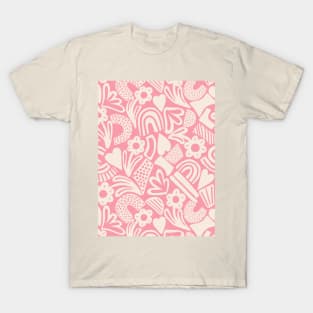 Tween spirit abstract flowers and rainbows in pink T-Shirt